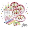 Unicorn Party Supplies Set - Serves 16 - Perfect For Birthday Girls, Baby Showers, and First Birthday Party Favors -Original sleepy Unicorn Party Supply Set by Funky Fledgling