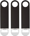 QLL 3 Pack 7" Speed Openers, Heavy Duty Stainless Steel Flat Beer Bottle Opener, Black Rubber Coated Bottle Opener Bartender