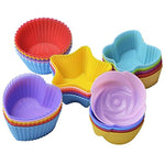 25 Pcs Reusable Silicone Cupcake Liners/ Muffin baking Cups, 5 Shapes with 5 Colors, Nonstick and Heat Resistant Cake Molds, by Gseer