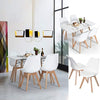 FurnitureR Set of 4 Dining Chair Tulip Natural Solid Wood Legs Design with Cushioned Pad Armless Lounge Chairs Kitchen White