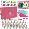 Cakebe 52 pcs Cake Decorating Supplies Kit - Icing Piping bags and Tips Cupcake Decorating Kit with 12 Frosting bags and 32 Numbered Tips - Baking Supplies and Frosting Tools Set for Cupcakes Cookies