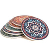 ENKORE Absorbent Coasters For Drinks - 6 Pretty Mandala Patterns on Big Ceramic Stones with Cork Back, Use as Elegant Home Decor and Save Your Furniture From Damage By Water Stain And Marks, No Holder