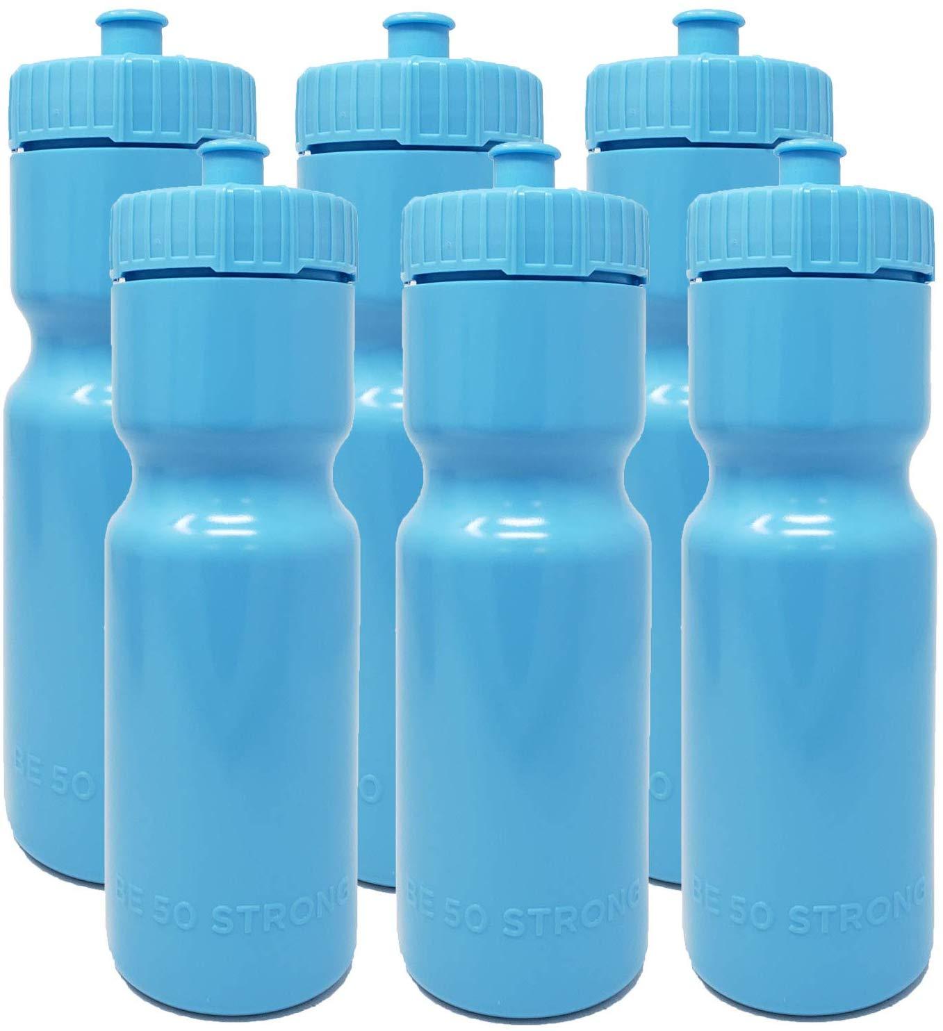 50 Strong Brand Sports Squeeze Water Bottles - Set of 6 - Team Pack – 22  oz. BPA Free Bottle Easy Open Push/Pull Cap – Multiple Colors Available  (Black) 