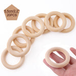 Teething Rings for Babies 5.5cm(2.1in) 20pcs Maple Original Wood Teether DIY jewelry Toys Infant Rattle (0.35in thick)