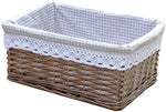 RURALITY Willow Wicker Storage Basket with Liner, Coffee Color, Large