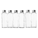 Seacoast - 18 Oz Glass Juice Bottles With Regular 18/10 Steel Caps (6, Clear)