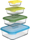 CulinWare 81064 Nest Glass Food Storage Container and Bakeware Set with Lids Oven Proof Freezer Microwave Dishwasher Safe, 8-piece, Multicolored