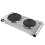 Hot Plate Double Burner for Cooking Electric 1800W, SUNAVO Portable Countertop Burners Cooktop Hotplate hob Burner Variable Temperature Controllers, Stainless Steel Silver by sunavo