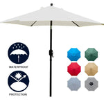 Sunnyglade 7.5' Patio Umbrella Outdoor Table Market Umbrella with Push Button Tilt/Crank, 6 Ribs (Tan)