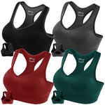 FITTIN Racerback Sports Bras - Padded Seamless Med Impact Support for Yoga Gym Workout Fitness