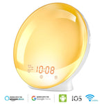 Wake Up Light Alarm Clock, Burbupps Kids Night Light Compatible with Alexa & Google Home, 7 Colored Sunrise Simulation and Sunset Fading, Dual Alarm Clock with FM Radio, USB Charge Port by Burbupps