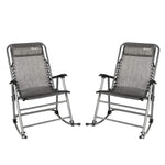 Bonnlo Set of 2 Zero Gravity Rocking Chair Patio Lawn Chair, Beach Reclining Folding Chairs, Outdoor Portable Recliner for Camping Fishing Beach (Grey-2pcs)