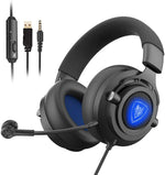 MODOHE N9PRO Gaming Headset, for PS4, Xbox One, Nintendo Switch, Mac, PC, Computer, LED Light, with Detachable Microphone, with Surround Sound Quality 3.5mm Volume Control, Black