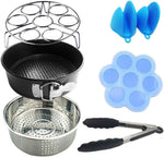 Pot Accessories for Pressure Cooker - Silicone Egg Bites Mold, Non-stick Springform Pan, Steamer Basket, Egg Steamer Rack, Silicone Kitchen Tongs, Mini Mitts Fits 5,6,8Qt