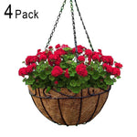 Metal Hanging Planter Basket with Coco Coir Liner 12 Inch Round Wire Plant Holder with Chain Porch Decor Flower Pots Hanger Garden Decoration Indoor Outdoor Watering Hanging Baskets by AMAGABELI GARDEN & HOME