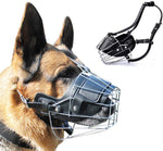 Supet Dog Muzzle Wire Basket Metal Mask Adjustable Leather Straps for Anti-bite