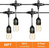 FUDESY 48Ft String Lights with LED Vintage Bulbs 24 Hanging Sockets, UL Listed Waterproof Outdoor/Indoor Commercial Patio Light for Backyard Cafe Gazebo Decor,FDS48FT1W24