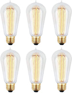 6pcs Edison Bulbs, KinHom 60 Watt Dimmable Vintage Incandescent Light Bulb - E26 Base - Clear Glass - Tear Drop Top - Classic Squirrel Cage Filament Lamp - ST58