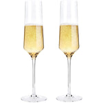 Hand Blown Crystal Champagne Flutes - Bella Vino Elegant Champagne Glasses Made from 100% Lead Free Premium Crystal Glass，Perfect for Any Occasion,Great Gift, 10", 7 Oz, Set of 2, Clear