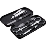 Manicure set made in Germany - 7 piece stainless steel exclusive finger & toe nail clipper set in luxury leather case, made in Solingen Germany