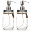 Tosnail 2 Pack 16-Ounce Clear Glass Mason Jar Soap Dispenser with Stainless Steel Pump - Great for Dish Soap, Liquid Hand Soap, Lotion, Shampoo