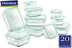 Glasslock Airtight Anti-Spill Proof Tempered  Storage Containers 20pc set~Microwave & Oven Safe