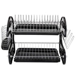 dtemple 2 Tier Dish Stainless Steel Drying Kitchen Storage, Red S Shape Dish Drainer Rack