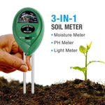 3-in-1 Soil Moisture Sensor Meter, PH acidity Tester and Light Meter, Plant Tester, Helpful For Garden, Farm, Lawn, Indoor & Outdoor (No Battery needed)