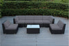 Ohana 7-Piece Outdoor Patio Furniture Sectional Conversation Set, Black Wicker with Gray Cushions - No Assembly with Free Patio Cover