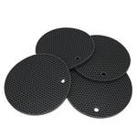 9“×12”Rectangular large silicone trivet Non slip trivet Jar opener Flexible Durable Large coaster Dishwasher Safe heat resistant mat (2 Pack black)