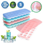 Ice Cube Trays, 5 Packs Food Grade Flexible Silicone Ice Cube Molds Tray with Lids, Easy Release Ice Trays Make 105 Ice Cube, Stackable Dishwasher Safe, BPA Free