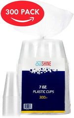 [300 Pack] 7 Ounce Clear Plastic Disposable Cups by BluShine – BPA-Free, Durable, Stackable & Crack Resistant Drinkware