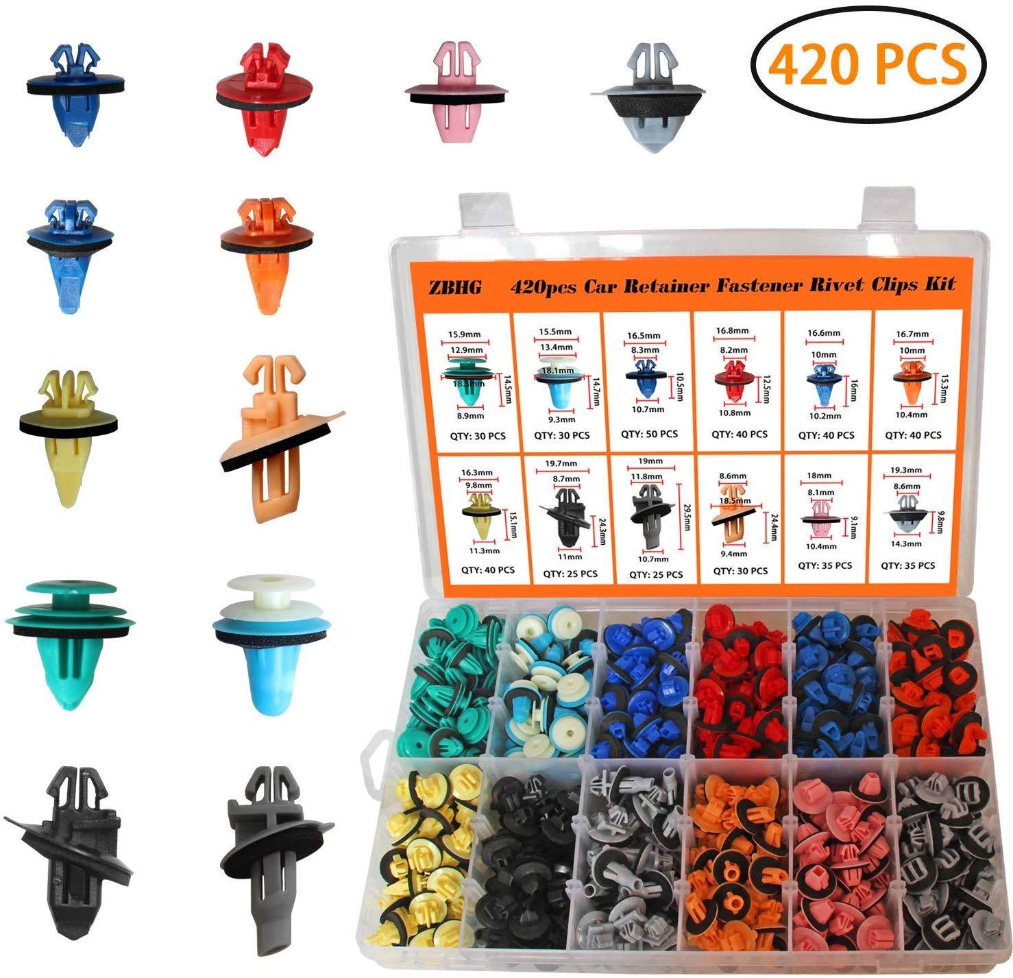 Auto Body Retainer Clips Plastic Fasteners Push Rivets Clips Set Tailgate  Handle Rod Clip 19 MOST Popular Sizes Door Trim Panel Clips 460 PCS With 1  Plastic Fastener Remover For GM Ford