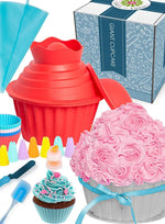 OMG Giant Cupcake Mold Pan - Huge Fun, Jumbo Smash Cake Big Silicone, Extra Large Cake Decorating Supplies, Icing Piping Bags Tips, Muffin Liner Cups, Oversize Baking and Frosting Accessories Gift Set