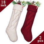 LimBridge Christmas Stockings, 2 Pack 18 inches Large Size Cable Knit Knitted Xmas Rustic Personalized Stocking Decorations for Family Holiday Season Decor, Cream or Burgundy