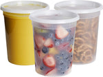 [24 Sets- 32 oz.] Plastic Deli Food Storage Containers With Airtight Lids