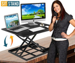 Standing Desk Stand Up Desk Height Adjustable Desk Standing Desk Converter Sit Stand Desk Converter Foldable Desk Adjustable Height Desk Folding Workstation Desk Riser Ergonomic Table Stand - 32 inch by Defy Desk