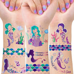 TMCCE Mermaid Party Supplies Mermaid Tattoos For Kids-Mermaid Birthday Party Favors-4 Sheet Glitter More Than 32 Styles Mermaid Tail Tattoos Party Decoration
