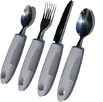 BunMo 4 Piece Cutlery Set Easy Grip Extra Thick Handles, Ideal Eating Aid for The Disabled, Elderly and Those with Limted Hand Movement or Tremors.