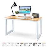 Luxxetta Office Computer Desk – 55” x 23” White Laminated Wooden Particleboard Table and Black Powder Coated Steel Frame - Work or Home – Easy Assembly - Tools and Instructions Included