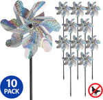 Tapix Bird Blinder Repellent Pinwheels, Effectively Keep Birds Away - Holographic Pin Wheels for 10 Pack Garden Spinners, Great Geese Deterrent Product