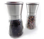 Kitchen Kiq: Salt and Pepper Mill Set - Stainless Steel and Glass Body with Adjustable Ceramic Grinders