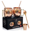 Moscow Mule Copper Mugs - Set of 2-100% HANDCRAFTED Pure Solid Copper Mugs - 16 Oz, Gift Set With Cocktail Copper Straws, Shot Glass, Stirrer & 2 E-Books by Copper-Bar