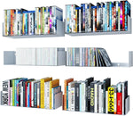 Wallniture U Shape Bookshelf Wall Mountable Metal CD DVD Storage Rack White Set of 6