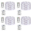 4 Pack Fairy Lights Fairy String Lights Battery Operated Waterproof 8 Modes Remote Control 50 Led String Lights 16.4ft Silver Wire Firefly lights for Bedroom Wedding Festival Decor (Cool White) ¡­